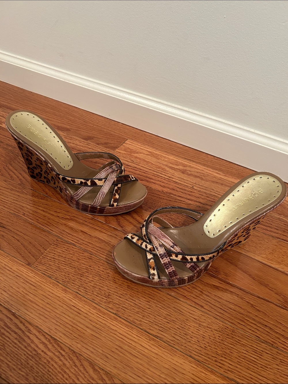 BCBGirls Leopard & Brown Patterned Wedge Sandals